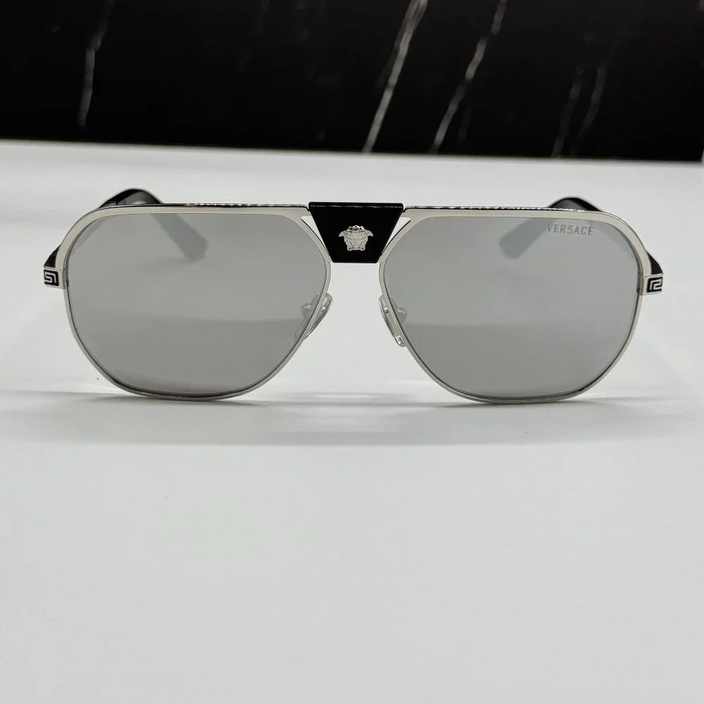 NEW VERSACE VE2294 1000/6G SUNGLASSES MOD 2294 SILVER MEN EYEWEAR VE2294 10006G